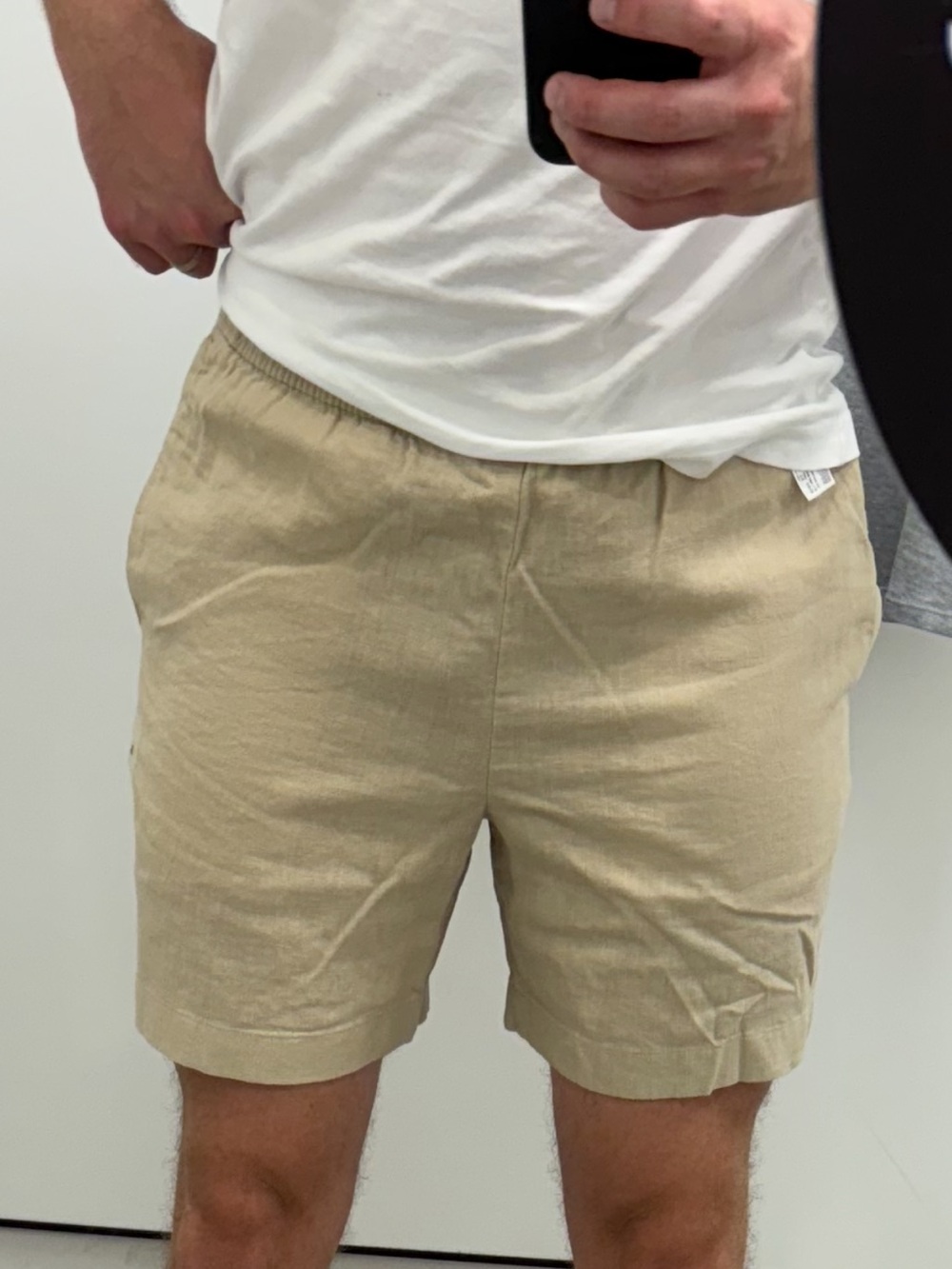 Tan Linen/Cotton Drawstring Shorts